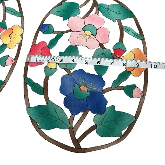 Vintage Hand-Stitched Ombré Floral Appliqué Placemats Doilies (Pair) - Picture 3 of 9